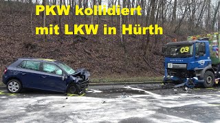 PKW kollidiert mit frontal mit LKW  2 Verletzte in HürthAltHürth am 230223 [upl. by Hun]