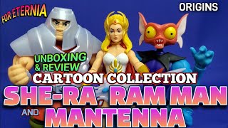 UNBOXING amp REVIEW Cartoon Collection SHERA RAMMAN amp MANTENNA Masters of the Universe Figures [upl. by Etnud12]