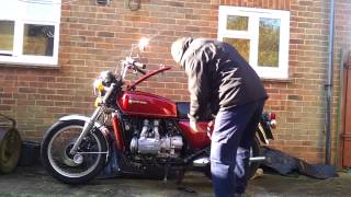 1976 Honda Goldwing kickstarting [upl. by Krm]