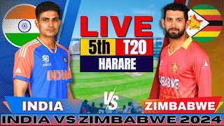 🔴 Live INDIA vs ZIMBABWE 5th T20I  IND vs ZIM Live cricket match Today  Live Score amp Commentary [upl. by Bigford600]