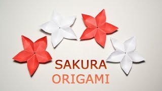 Sakura Paper Origami Flower Tutorial DIY Decoration [upl. by Hnim]