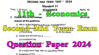 11th Economics 2nd Mid term question paper 2024  11th Economics Second mid term question paper 2024 [upl. by Naitsabes234]