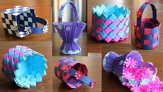 4 Beautiful Paper Basket DIY Basket  Paper Craft  Home Decor [upl. by Ledeen]