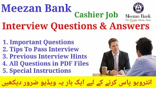 Meezan Bank Cashier Job Interview Questions amp Their Answers  Bank Cashier Interview Questions [upl. by Elacim]