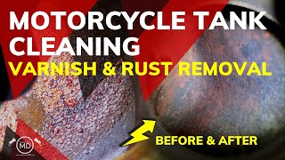 Motorcycle Tank Cleaning  Varnish and Rust Removal [upl. by Yeniffit]