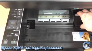 Epson Stylus SX215 How to Change Ink Cartridges [upl. by Boarer507]