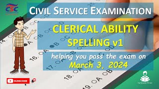 Civil Service Exam  Clerical Ability  Spelling v1 helping you pass the exam [upl. by Aiciruam]