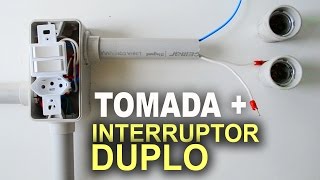 Instalação de Interruptor Duplo com Tomada  Passo a passo [upl. by Oidiple]