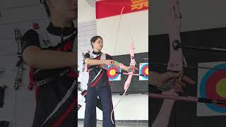 Pink Power Nika Archerys Archer Shooting with Recurve Bow [upl. by Sanders]