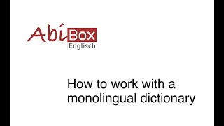 How to work with a monolingual dictionary [upl. by Imarej]