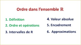 Ordre et opérations ► Ordre dans lensemble R TRONC COMMUN SCIENTIFIQUE ET TECHNOLOGIQUE  PARTIE 1 [upl. by Quiteris]