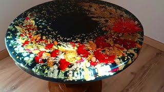 Resin Art TutorialЭпоксидный столик из цветов своими рукамиEpoxidharz tish mit blumen [upl. by Pages]