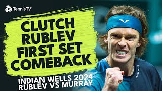 DRAMATIC Rublev vs Murray First Set Finale  Indian Wells 2024 [upl. by Anitel4]