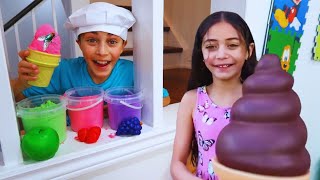 Heidi y Zidane en un divertido cuento sobre helado 🍧 Pretend Play Selling Ice Cream [upl. by Launamme]