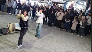 STREET ARTIST YU KAGAWA amp HYOJIN INTERACTIVE HONGDAE BUSKING 240111 [upl. by Ennaeirrac]