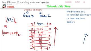 Binary Decimal Octal Hexadecimal conversion ICT class 3  in Hindi [upl. by Siraved]