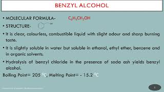 STRUCTURE and USES OF BENZYL ALCOHOL [upl. by Atnahc]