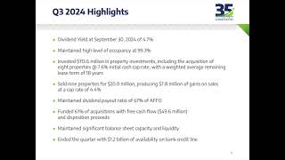 NNN REIT NNN Q3 2024 Earnings Presentation [upl. by Ruscher]