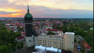 4k wittenberg castle church circle shot sunrise protestant reformation 500 [upl. by Dodds995]