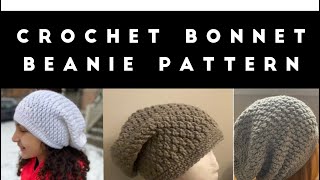 HOW TO CROCHET A BONNET BEANIE  crochet slouchy hat free pattern [upl. by Clemens]