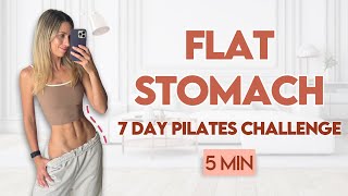 5 min Tight Waist amp Flat Stomach Pilates  At Home 7 Day Challenge [upl. by Tallu]