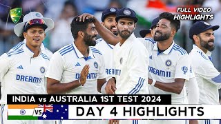 India vs Australia 1st Test 2024 Day 4 Full Highlights  IND vs AUS 1st Test 2024 Day 4 Highlights [upl. by Herv992]