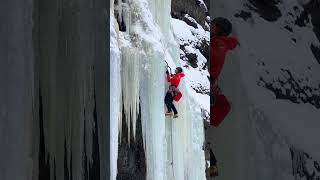 Ice Climbing in Bozeman 🥶🤯 Snow Tracking ❄️ Amazing Expression climbing shorts travel snow [upl. by Kennan]