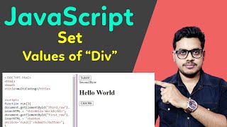 How to set value of Div in javascript  Set element of a div using javascript  Javascript Tutorial [upl. by Welcome]