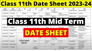 class 11 mid term date sheet 202324  cbse mid term date sheet 2023  cbse date sheet 202324 [upl. by Ynahpit]