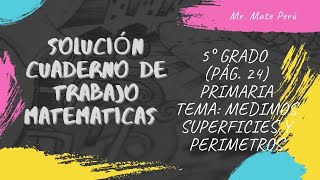 Cuaderno de trabajo 5° Pág 24  TEMA Medimos superficies y perímetros [upl. by Crim]