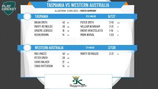 VCAI O60 National Veterans Cricket  Brendan Lyons Trophy  R2  Tasmania v Western Australia [upl. by Aved]