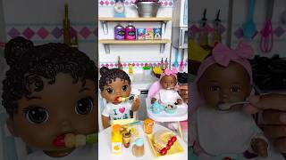 Mama Doll Feeds Baby Dolls Breakfast In Dollhouse shorts babydolls dolls doll [upl. by Anifad959]