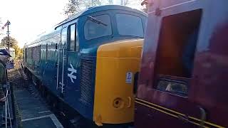 Severn Valley Railway diesel train leaving Bridgnorth Station by a steam train Saturday 26102024 [upl. by Adil]