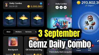 Gemz Daily Combo 3 September  Gemz Daily Code 3 September  Daily Combo Today [upl. by Monafo485]