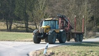 JCB Fastrac mit Rückewagen Holztransportanhänger [upl. by Nickey]