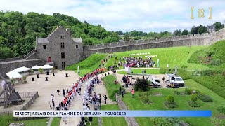 Moment solennel au château de Fougères pour le relais de la flamme olympique [upl. by Weinhardt718]