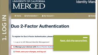 UC Merced 2FA Quick Enrollment Guide [upl. by Latsyek]