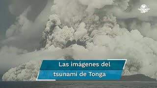 Tsunami en Tonga olas llegan a EU Chile y Japón [upl. by Kylstra377]