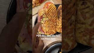 Hot sauce on fries 🤮 youtubeshorts comedy food college [upl. by Jochbed775]