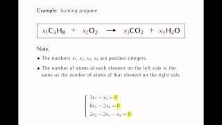 023 Applications of systems of linear equations balancing chemical reactions [upl. by Arodoeht]