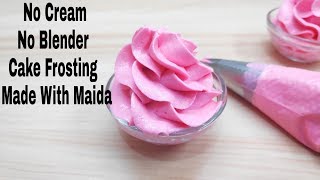 Without Machine Cake Icing Made With Maida  बिना क्रीम बिना मशीन के केक सजाए [upl. by Ardnait]