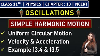 Class 11th Physics  SHM Uniform Circular Motion  Velocity amp Acceleration  Example 134 amp 135 [upl. by Gnus224]