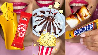 6 weird food asmr combos‼️snickers amp marsh 🍡 kitkat amp cheese 🧀 satisfying food [upl. by Bernadine792]