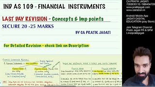 Ind As 109  Last Day Revision  Financial Instruments I CA Final  1Hrs 45mins  Pratik Jagati [upl. by Ysdnil]