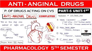 Antianginal drugs complete  Part5 Unit1  Pharmacology 5th Semester [upl. by Miche]