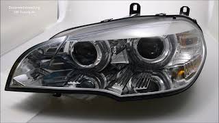 SWDRLtube Angel Eye Xenon Scheinwerfer für BMW X5 E70 0710 High LED UDRL chrom ohne AFS SWTuning [upl. by Ytisahcal]