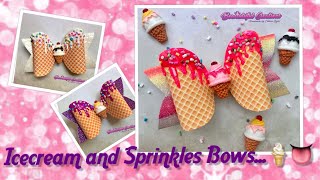 How to make hair bows Icecream sprinkles bow [upl. by Inattirb843]