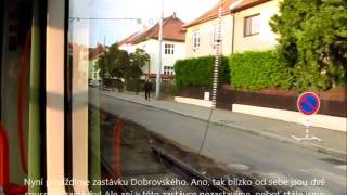 Cesta quotvláčkujícíquot tram linkou č 12 MHD Brno po jednokolejce a hlášení quotze záhrobíquot 31 10 2014 [upl. by Giles]