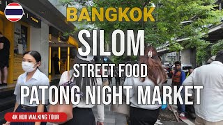 Silom Street Food Patong Night Market Walking Tour Bangkok 4k [upl. by Assirolc852]