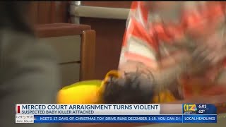 Accused killer of Merced baby attacked in court [upl. by Aicitan]